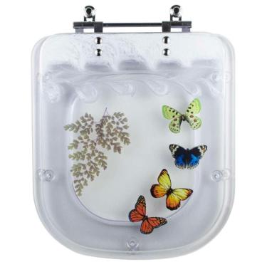 Imagem de Acento Sanitário Acrílico Decorado Quadra Transparente para bacia Deca