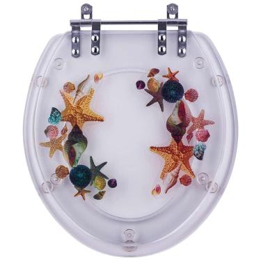 Imagem de Acento Sanitário Transparente Decorada Fundo Do Mar Conchas