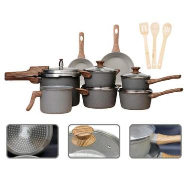 Imagem de Jogo de Panelas Antiaderente Cerâmico Fogão Indução Kit 11 Peças Cook 