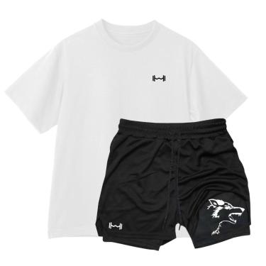 Imagem de Conjunto Camiseta Oversized e Short Térmico Peso Lobo Masculino-Masculino