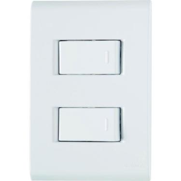 Imagem de Conjunto Liz Branco 4x2 com 1 Interruptor Simples de 10 Ampères E 250 Volts + 1 Interruptor Paralelo