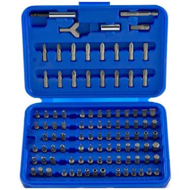 Imagem de Kit de Brocas 100 Peças com Chaves, Phillips, Estrela Torx, Inglesa, Spline e Estojo, N...