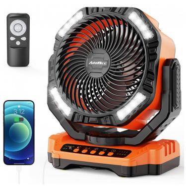 Imagem de Ventilador Portátil Recarregável com Bateria de 40000mAh, Temporizador e Controle Remoto, 5V 22W, AddAcc, Laranja