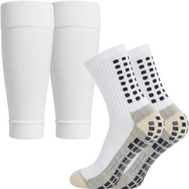Imagem de Kit Meia Antiderrapante E Meião Canelito Cortado Futebol - Pro Socks, 