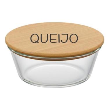 Imagem de Pote Hermético Redondo Vidro e Tampa de Bambu (930 ml) Queijo - Casa V