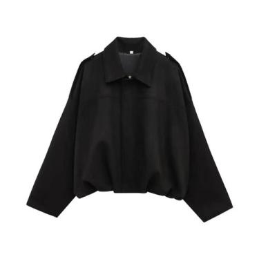 Imagem de Jaqueta Bomber Feminina Vintage Com Textura De Camurça, Zíper, Manga L