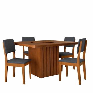 Imagem de Kit Mesa De Jantar Santiago 136 E 4 Cadeiras Córdoba Cinamomo-chumbo