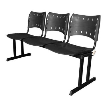 Imagem de Cadeira Iso Pp Rp Longarina 3 Lugares Preta - Mak Decor