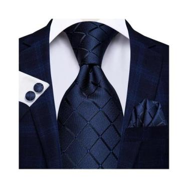 Imagem de Conjunto De Gravata, Abotoaduras E Lenço De Bolso Masculino Xadrez Pre