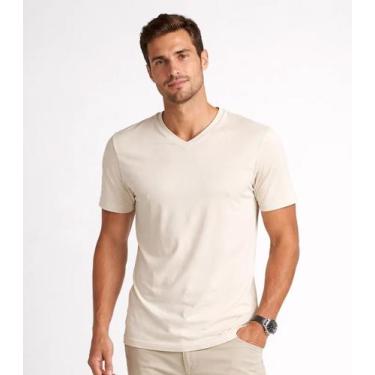 Imagem de Camiseta Masculina Básica Com Gola Em V Select Bege, P, Bege