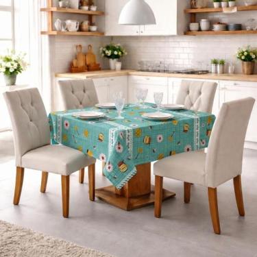 Imagem de Toalha para Mesa Estampada 1,45 x 1,45 Estampada Quadrada Oxford com A