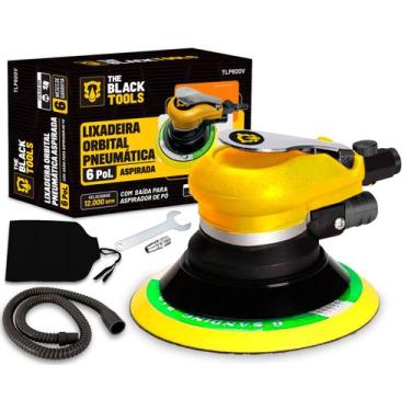 Imagem de Lixadeira Pneumática Orbital 6 Roquite Hookit Aspiração The Black Tool