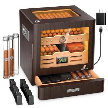 Imagem de Armário Umidor Charutos XIFEI Gaveta Cedro LED 80-100 Charutos