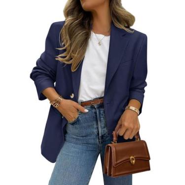 Imagem de Blazer PRETTYGARDEN 2025 para mulheres Business Casual Navy S