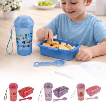 Imagem de Kit Lanche Infantil Com Garrafa, Marmita e Colher - Lado de Casa, Verm