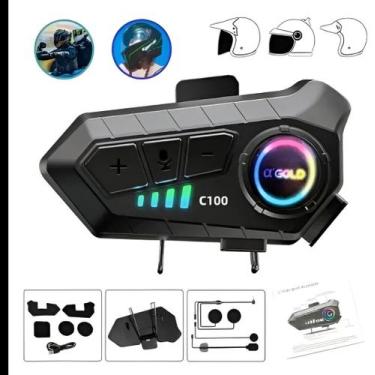 Imagem de Fone De Ouvido Para Capacete Bluetooth Headset Rgb S/ Fio 36 - GOLD