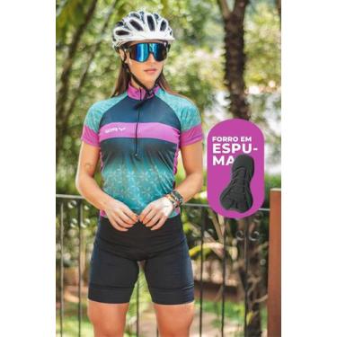 Imagem de Conjunto Ciclismo Feminino (Todos)  - Camisa e Bermuda Espuma Way, GG,
