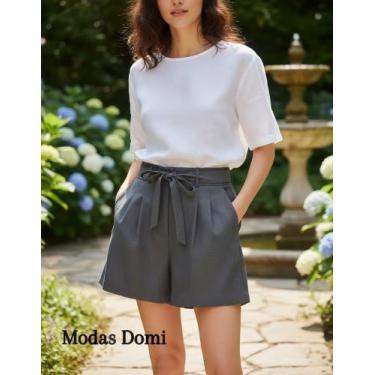 Imagem de Modas Domi- Short Feminino Com Amarração Na Cintura Luis Twill 91112, 