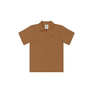 Imagem de Camisa Polo para Menino em Algodão Quimby, Marrom, 4