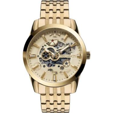 Imagem de Relógio masculino dourado automático technos original 8205nq/4x
