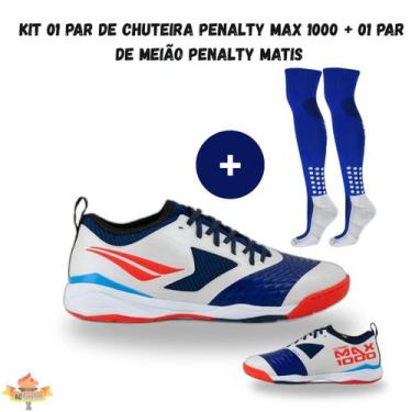 Imagem de Kit 01 Chuteira Futsal Penalty Max 1000 Ecoknit CBFS + 01 Meião Penalt