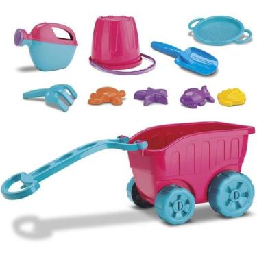 Imagem de Diver Praia Carriola Pink Com Acessórios 8285 - Diver Toys