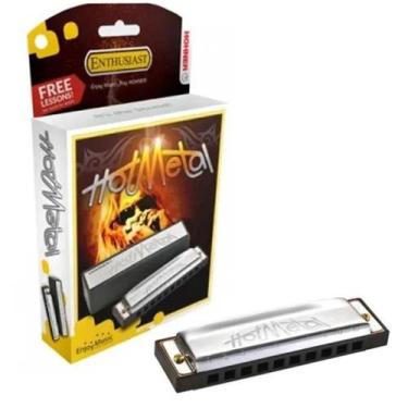 Imagem de Gaita de Boca em Ré D Harmônica Hot Metal Hohner Tocar Rock