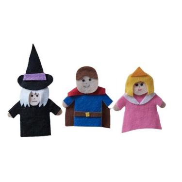 Imagem de Dedoches de Feltro - Bela Adormecida - 3 Personagens - Multicolorido -