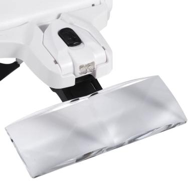 Imagem de Lupa de Cabeça Profissional com Led e 5 Lentes de Aumento para Leitura Estetica Eletronica Artesanato Robotica Branco