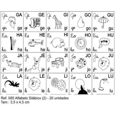 Imagem de Carimbo Pedagógico Alfabeto Silábico 20 Letras e Figuras Ilustradas - 