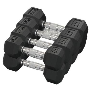Imagem de Kit Halteres Sextavado Emborrachado pares 7/8/9/10kg - D1Fitness