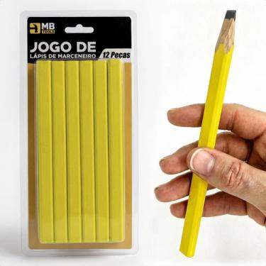 Imagem de Kit 12 Lápis Marceneiro Carpinteiro Pedreiro Uso Profissional Resisten