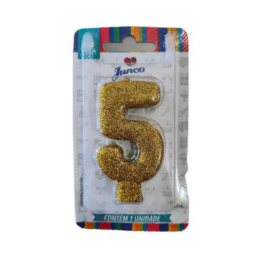 Imagem de VELA ANIVERSARIO DOURADA Nº 5 - Junco