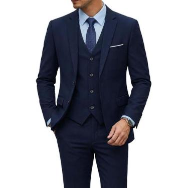 Imagem de Terno Slim Fit Masculino YND 3 Peças Azul Escuro
