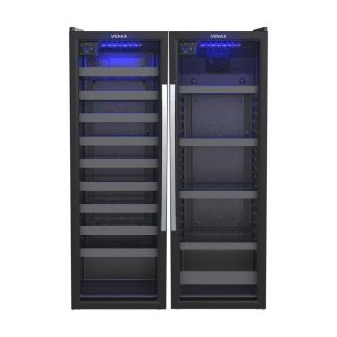 Imagem de Conjunto Cervejeira e Adega Venax Conjunto Cervejeira 200L Blue Light e Adega 50 Garrafas Porta Vidro Duplo Preto 110V