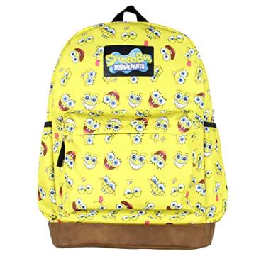 Imagem de Mochila Nickelodeon Bob Esponja Calça Quadrada Face Expressions All Over Print, Amarelo, One Size, Viagem