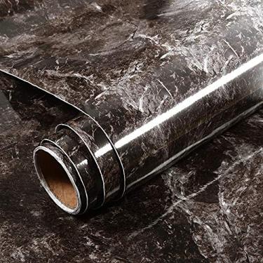 Imagem de Q QIHANG Papel de parede espesso à prova d'água autoadesivo papel de parede película removível de granito papel de parede de cozinha para bancadas, papel de parede, papel de parede renovado mármore (60 x 500 cm, cor-3)