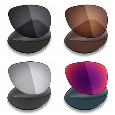 Imagem de 4 pares de lentes polarizadas de substituição Mryok para óculos de sol Oakley Plaintiff – Stealth Black/Bronze Brown/Silver Titanium/Midnight Sun