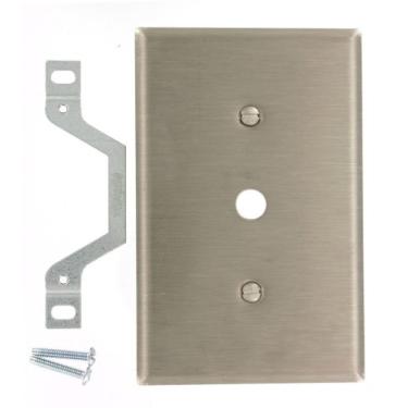 Imagem de Leviton SSJ11-40 1 Gang, suporte de alça de 1 telefone/cabo 0,406 polegadas de diâmetro de aço inoxidável, placa de parede tamanho médio, aço inoxidável