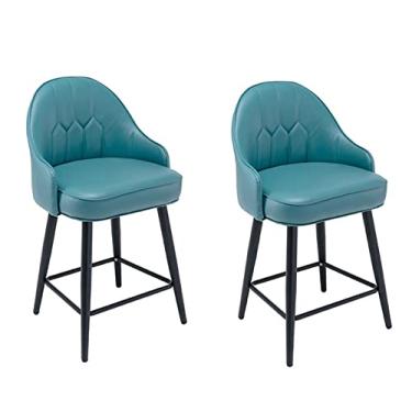 Imagem de Bancos De Bar De Couro PU Conjunto De 2 Balcões De Altura Com Cadeira De Bar De Ilha De Cozinha Traseira, Assento Estofado De Estrutura Cromada Preta, Para Bares, Balcão, Ilha De Cozinha, Sala De Jant