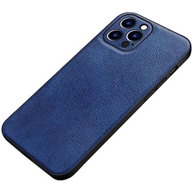 Imagem de HAODEE Capa de telefone traseira, para Apple iPhone 13 (2021) 6,1 polegadas silicone colando couro capa à prova de choque [proteção de câmera atualizada] (cor: azul)