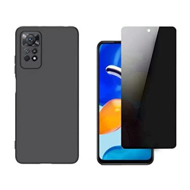 Imagem de Capa Case Anti Impacto Aveludada Preta + Pelicula Anti Spy Xiaomi Redmi Note 11 Redmi 10A Poco M4 Pro (Note11)