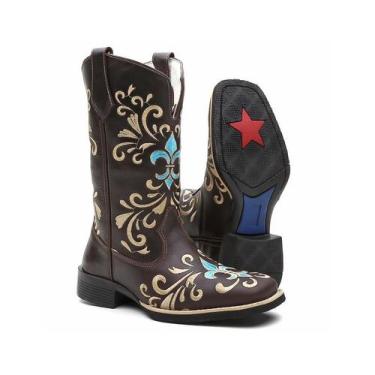 Imagem de Bota Texana Cano Longo Feminina Cruz Azul - Turuna Boots