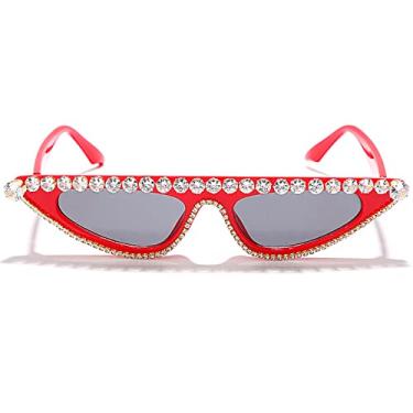 Imagem de Óculos de sol olho de gato feminino designer de moda vintage strass óculos de sol rosa sexy óculos cateye gafas de ojo de gato, 1, tamanho único