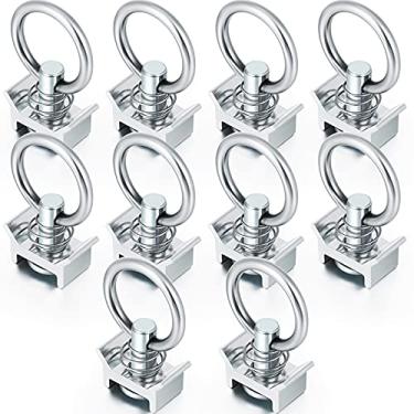 Imagem de Encaixe de parafuso único em L Track capacidade de 1,8 kg com anel redondo de aço inoxidável controle de carga para instalação logística de trilhos aéreos (10 peças)