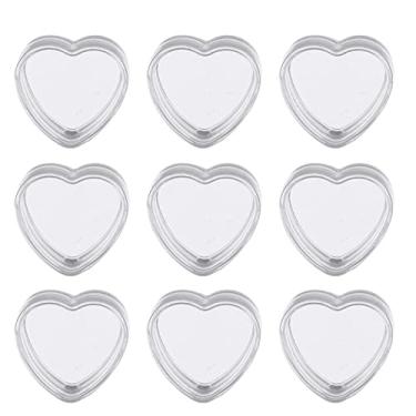 Imagem de QXcom 60 peças de 4 ml de plástico transparente vazio em forma de coração pote de pote de pote de pote de pote de plástico recarregável frascos de cosméticos frascos de maquiagem cosméticos caixa com tampa creme loção para olhos sombra batom armazenamento de joias