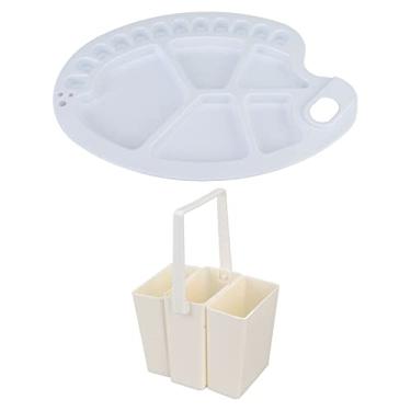 Imagem de Paleta de Plástico, Balde de Lavagem de Pincel de Pintura, Lavadora de Pincel Multifuncional Portátil Com Paleta para Aquarela