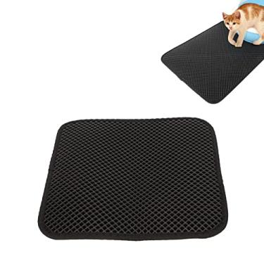 Imagem de Tapete de Areia para Gatos, Tapete de Armadilha de Dupla Camada Com Design de Favo de Mel à Prova D'água à Prova de Urina para Caixas de Areia, Tapete de Armadilha de Areia de EVA de Camada Dupla (Preto)