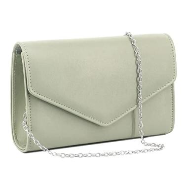 Imagem de Naimo Bolsa de couro envernizado brilhante envelope clutch com aba para noite dobrável, bolsa clássica para festa de casamento, Couro verde