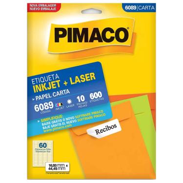 Imagem de Etiqueta Pimaco Carta Inkjet + Laser 16,96x44,45mm 10 Folhas 6089 60234